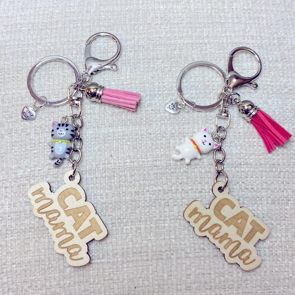 One Cat Mama keychain purse charm - Picture 1 of 4